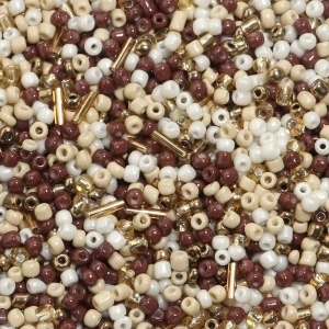 Set Mixt Margele Sticla, Bej-Maro (40g/punga)