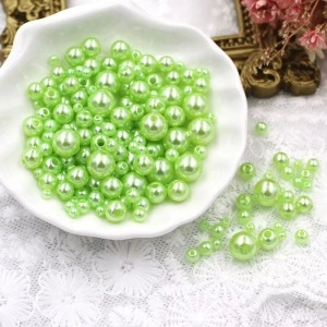 Set Perle cu Gaura, Verde Deschis, Diverse Dimensiuni 3-8mm, (150 bucati/set)