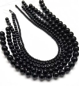 Sirag Agate 4mm, Negru (aprox. 90 buc/sirag)