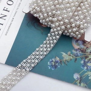Thermo-Adhesive Tape with Pearl & Rhinestones, 2 cm  - Img 2