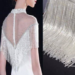 White Beads Fringes, 20 cm - Img 2