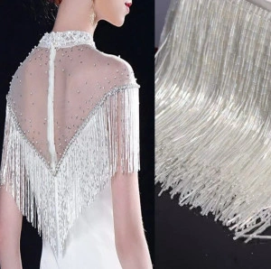 White Beads Fringes, 20 cm - Img 2