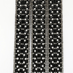 Banda Termoadeziva Perle si Strasuri, Negru, 2.5 cm