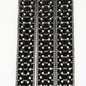 Banda Termoadeziva Perle si Strasuri, Negru, 2.5 cm