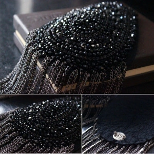 Beads Epaulettes & Black Crystals - Img 4