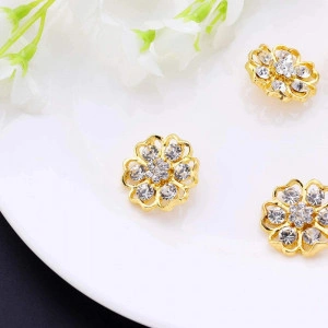 Buttons Flower with Stripes, Gold, 21mm (5 pieces/set) - Img 3