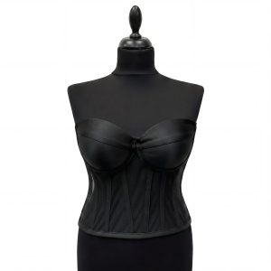 Corset Negru Cu Cupe, Material Satin