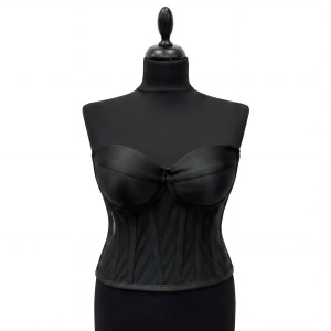 Corset Negru Cu Cupe, Material Satin