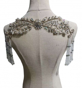 Crystal and Glass Beads Applique, 60 x 9 cm