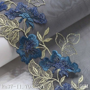 Dantela Brodata cu Matase si Fir Lurex, 20.5 cm - Img 3