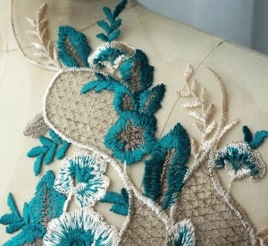 Embroidered Appliqued Flowers, Imperial Green, 18x40 cm (2 pieces/set) - Img 5