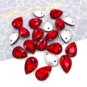 Glass Sewing Crystals, Red - Img 2