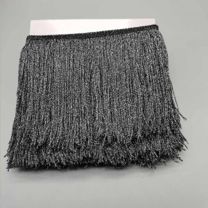 Lurex Fringes, Black-Silver, 15 cm