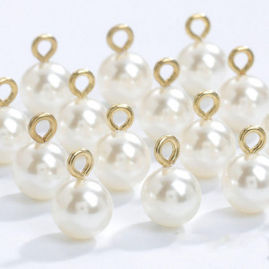 Pearl buttons with metal loop, (10 pieces/set) - Img 2