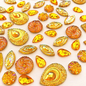 Pietre Galben Topaz De Cusut, Acril, (50 bucati/set) - Img 1