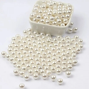 Plastic Pearl with Sewing Hole, 10 mm, Ivoire