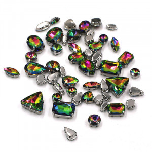 Rainbow Sewing Crystals Set, Silver Base - Img 2