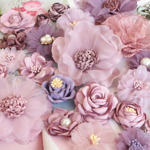 Satin Flowers Set, (6 Pieces/Set) - Img 1
