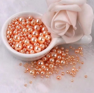Set Pearls with Hole, Salmon, Various Sizes 3-8mm, (150 pieces/set)
