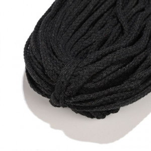 Snur Negru Bumbac, Impletit, 6-12mm
