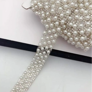 Thermo-Adhesive Tape with Pearl & Rhinestones, 2 cm  - Img 3