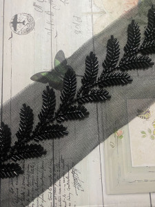 Banda Pasmanterie Tulle Frunze Margele Negre