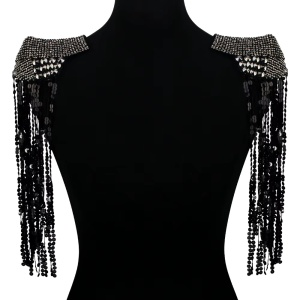 Beaded and Fringed Beaded and Sequined Epaulettes Set, 41 x 11 cm, (2 Pieces/Set) - Img 1