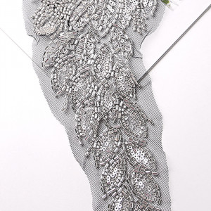 Beads and sequins appliqué, 28x13 cm - Img 3