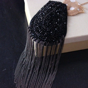 Beads Epaulettes & Black Crystals