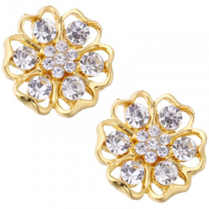Buttons Flower with Stripes, Gold, 21mm (5 pieces/set) - Img 1