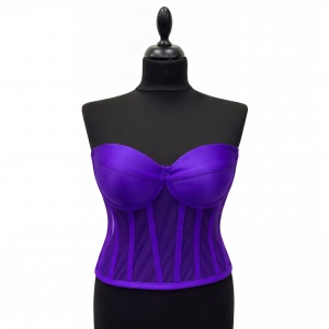 Corset Mov Cu Cupe, Material Satin