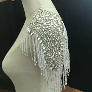 Crystal Epaulettes & White Beads Fringes - Img 1