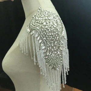 Crystal Epaulettes & White Beads Fringes