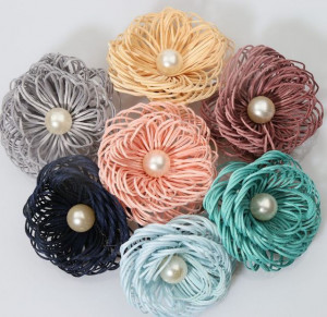 Flori Textil cu Perla, 6.5cm