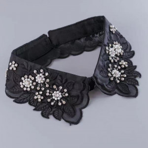 Guler Brodat Negru cu Cristale - Img 1