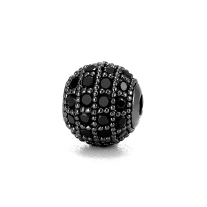 Margele Cupru cu Pietre, Negru 8mm (1 buc)