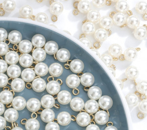 Pearl buttons with metal loop, (10 pieces/set) - Img 3