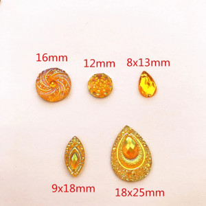 Pietre Galben Topaz De Cusut, Acril, (50 bucati/set) - Img 2