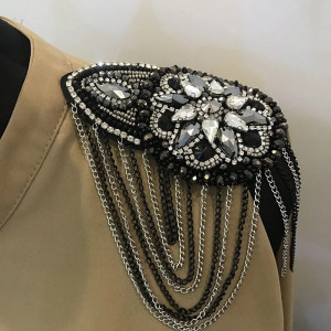 Round Epaulettes Set with Beads & Crystals - Img 2