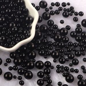 Set of Pearls with Hole, Black, Various Sizes - Img 2