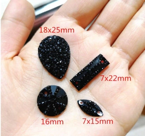 Sewing Stones, Black, Various Shapes - Img 2