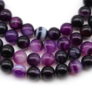 Sirag Agate 6mm, Mov (aprox. 60 buc/sirag)