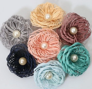Textile Flowers with Pearl, 6.5cm