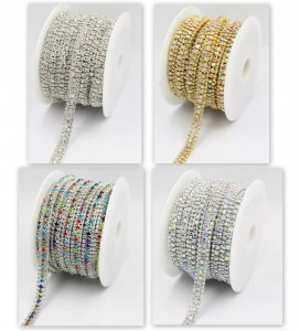Three Rows Rhinestones Decorative Chain - Img 1