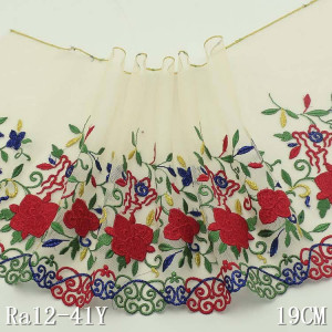 Traditional Embroidered Lace with Lurex Thread, 19 cm - Img 4