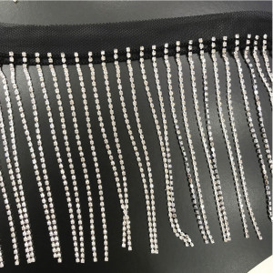 Tulle Rhinestones Fringes, 11.5 cm