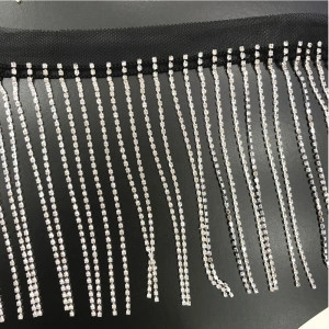 Tulle Rhinestones Fringes, 11.5 cm