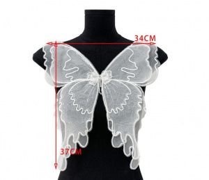 Aplicatie Brodata Fluture Organza, Alb/Negru, 37 x 34 cm - Img 2