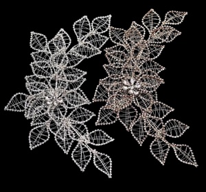 Aplicatie Cristale Sticla, Frunze, 13.5x27 cm - Img 1
