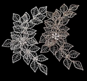 Aplicatie Cristale Sticla, Frunze, 13.5x27 cm